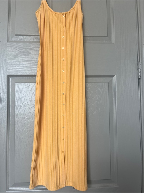 Zara Dresses & Skirts - Zara Yellow Ribbed Button-Front Maxi Dress